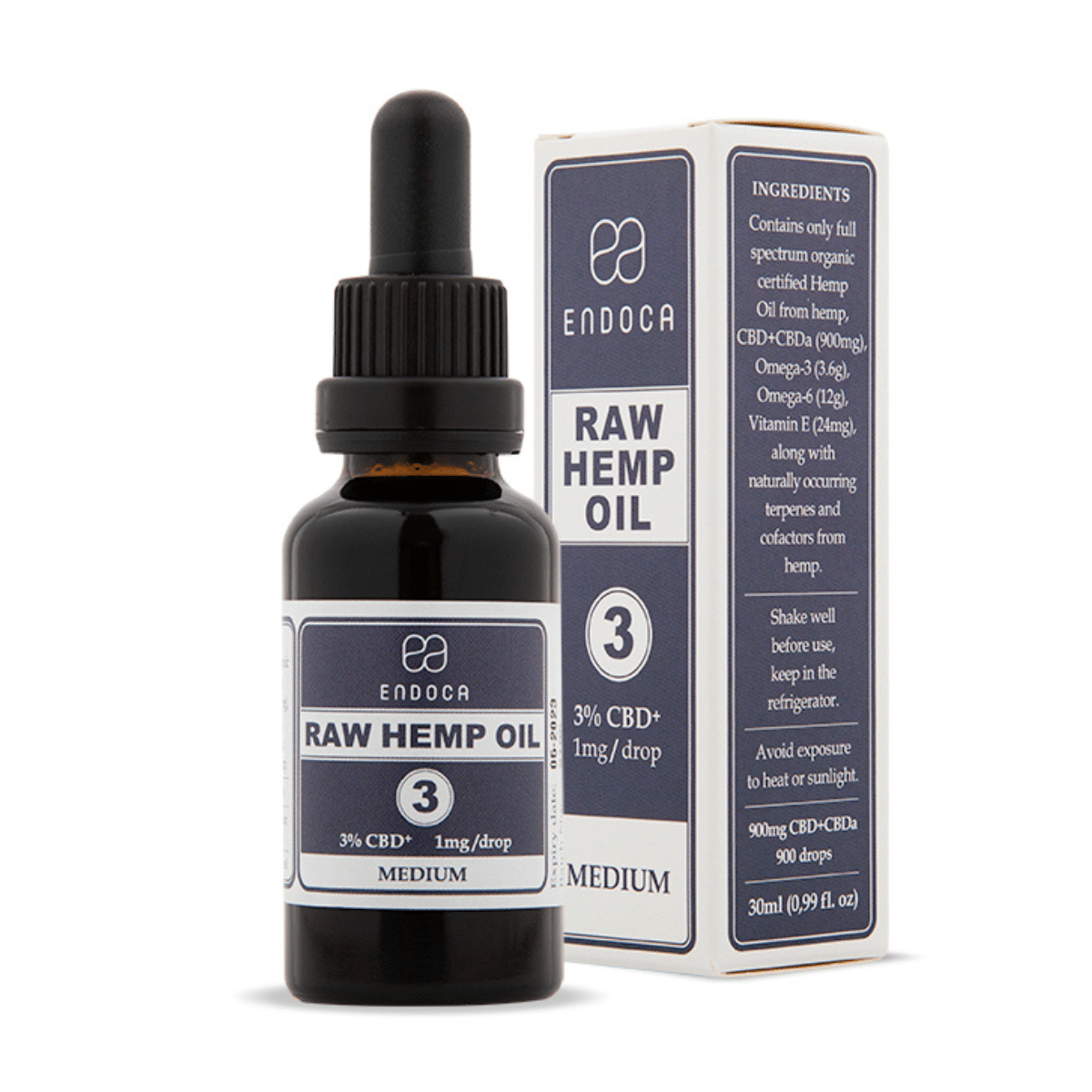 Endoca Raw 3% CBD Olie Naturel