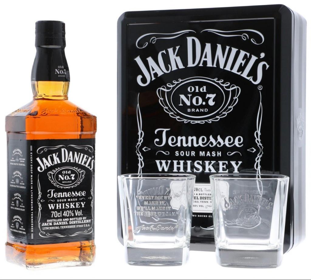 Jack Daniels Geschenkset met 2 Glazen Whisky 70cl