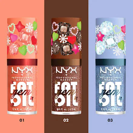 NYX Professional Makeup XMAS Fat Oil Gem Peach Diamond Lipgloss 4.8ml
