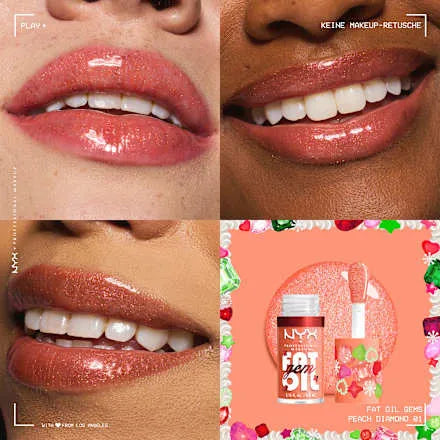 NYX Professional Makeup XMAS Fat Oil Gem Peach Diamond Lipgloss 4.8ml