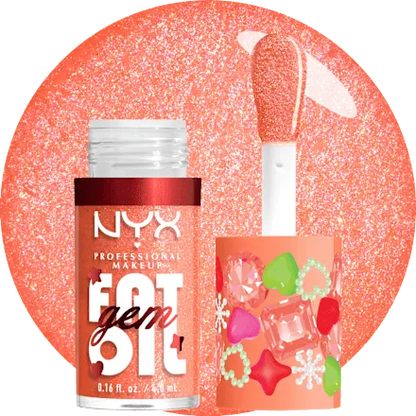 NYX Professional Makeup XMAS Fat Oil Gem Peach Diamond Lipgloss 4.8ml
