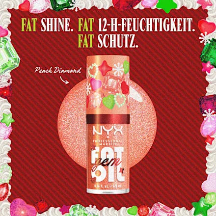 NYX Professional Makeup XMAS Fat Oil Gem Peach Diamond Lipgloss 4.8ml